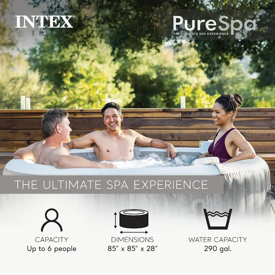 Intex PureSpa Greywood Deluxe 6-person hot tub, view 4