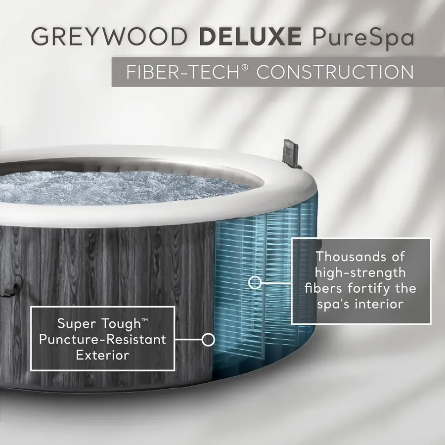 Cut-away showing the Fiber-Tech beam construction inside the spa wall