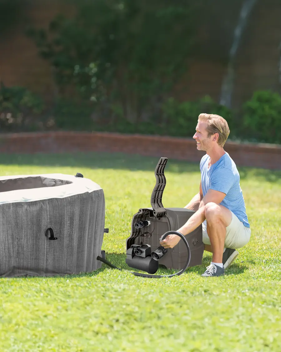 The PureSpa control unit inflating the spa wall